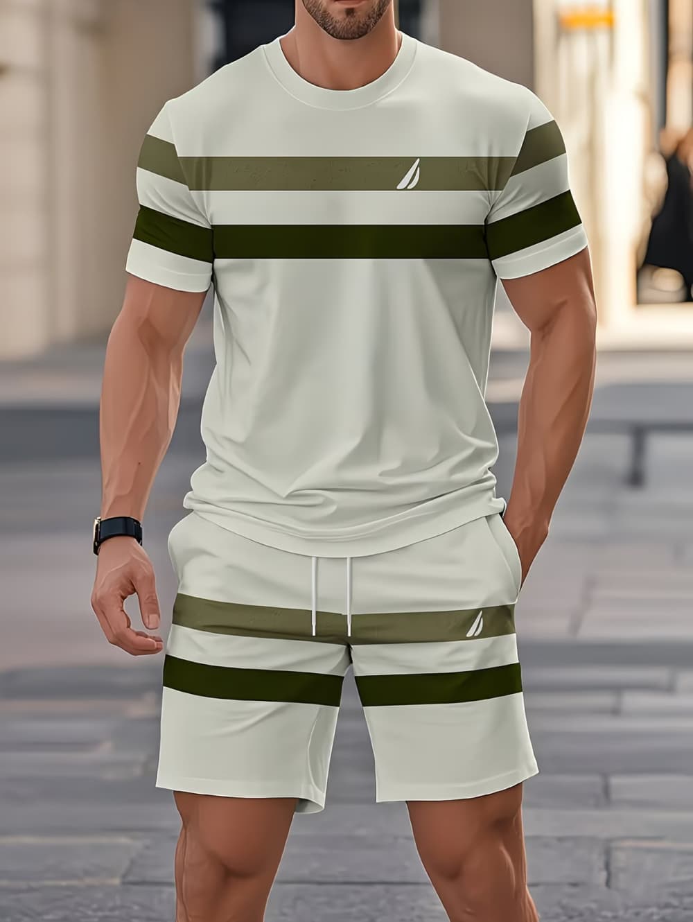 Men'S Fashion Videos - Men's Summer Sets Funny 3D Stripe
