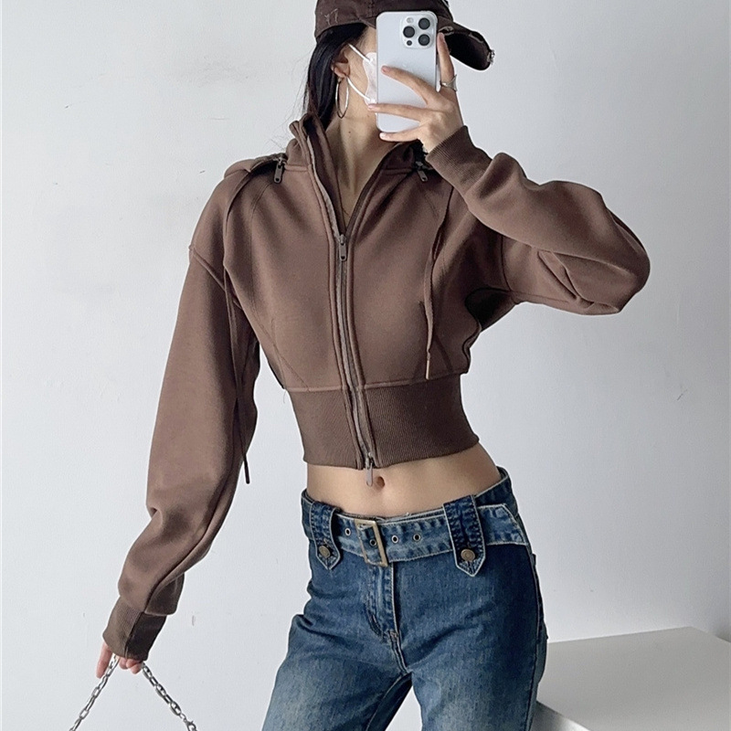 Women Crop Hoodie Sweatshirts  - огляд і ціна Mens Fashion Zip Up Hoodies