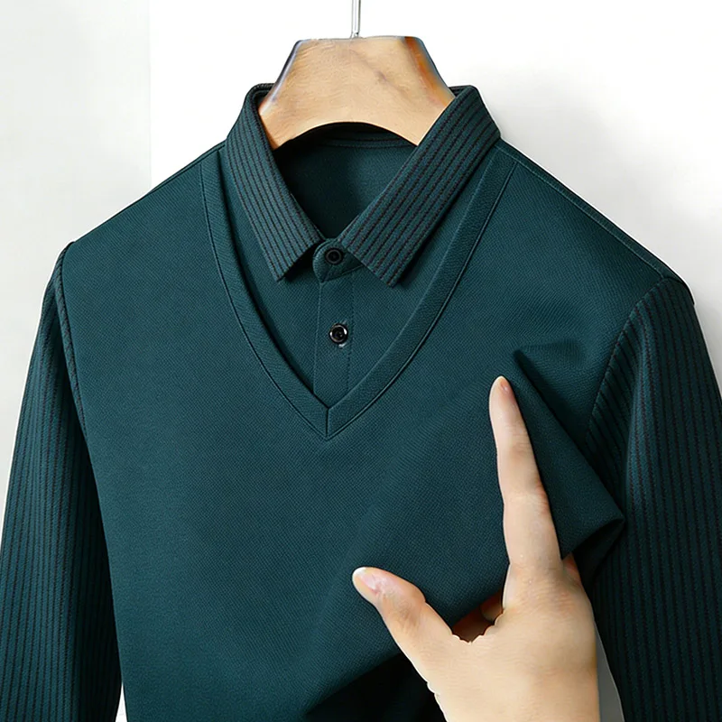 Men's Fake Two Piece Shirt Col - огляд і ціна Mens Fashion Clothes
