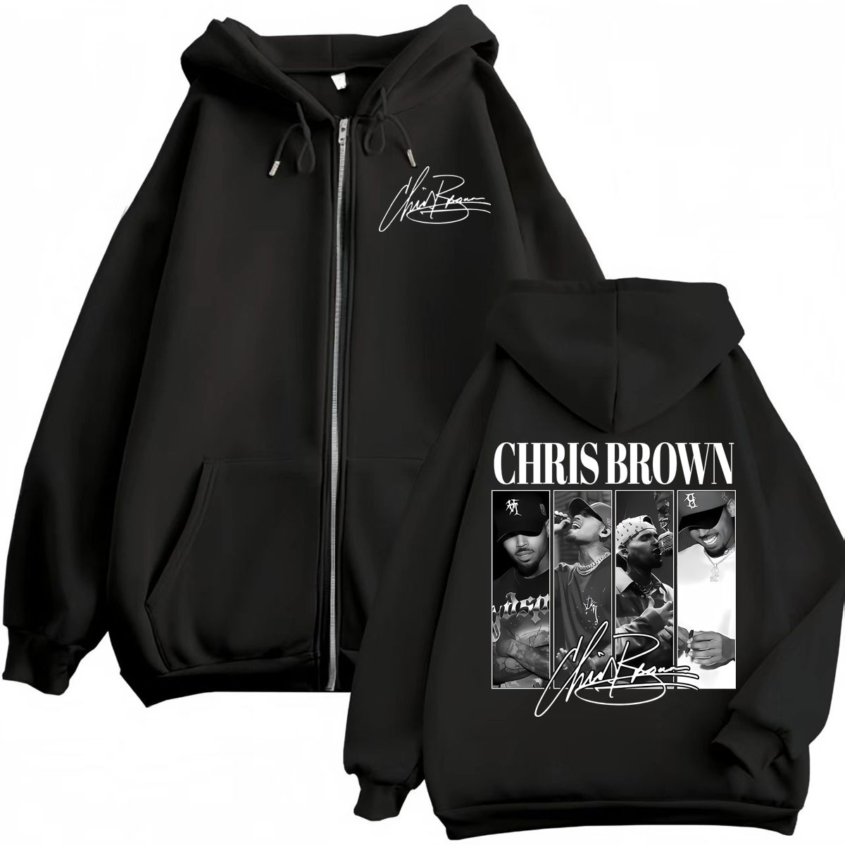Rapper Chris Brown Graphic Zip - огляд і ціна Mens Fashion Zip Up Hoodies
