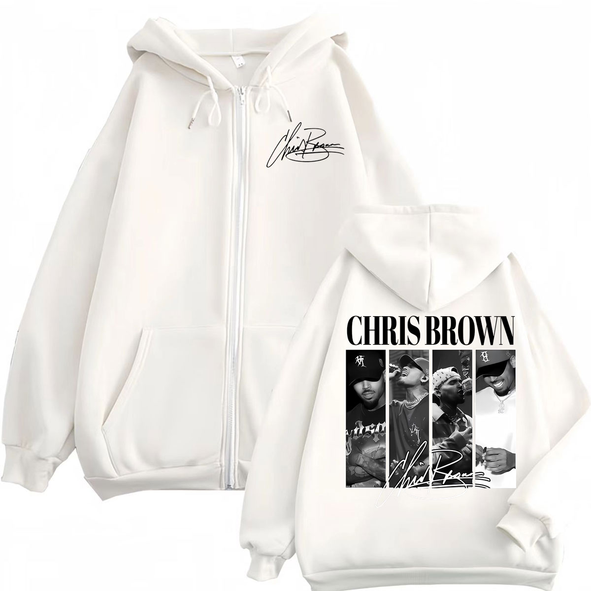 Rapper Chris Brown Graphic Zip - огляд і ціна Mens Fashion Zip Up Hoodies