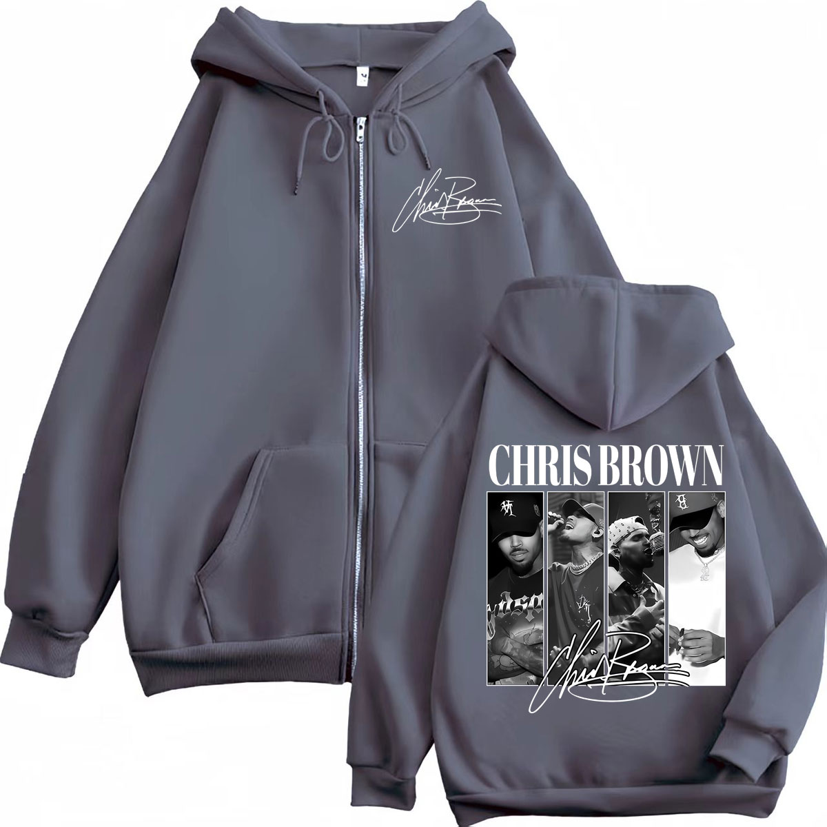 Rapper Chris Brown Graphic Zip - огляд і ціна Mens Fashion Zip Up Hoodies